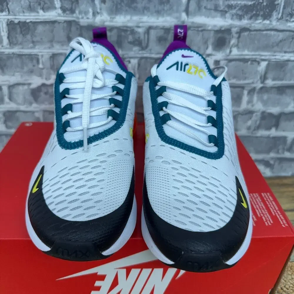 Nike Air Max 270 GS White Black Total Orange Vivid Purple FD0299-100 Youth Sz 6Y
